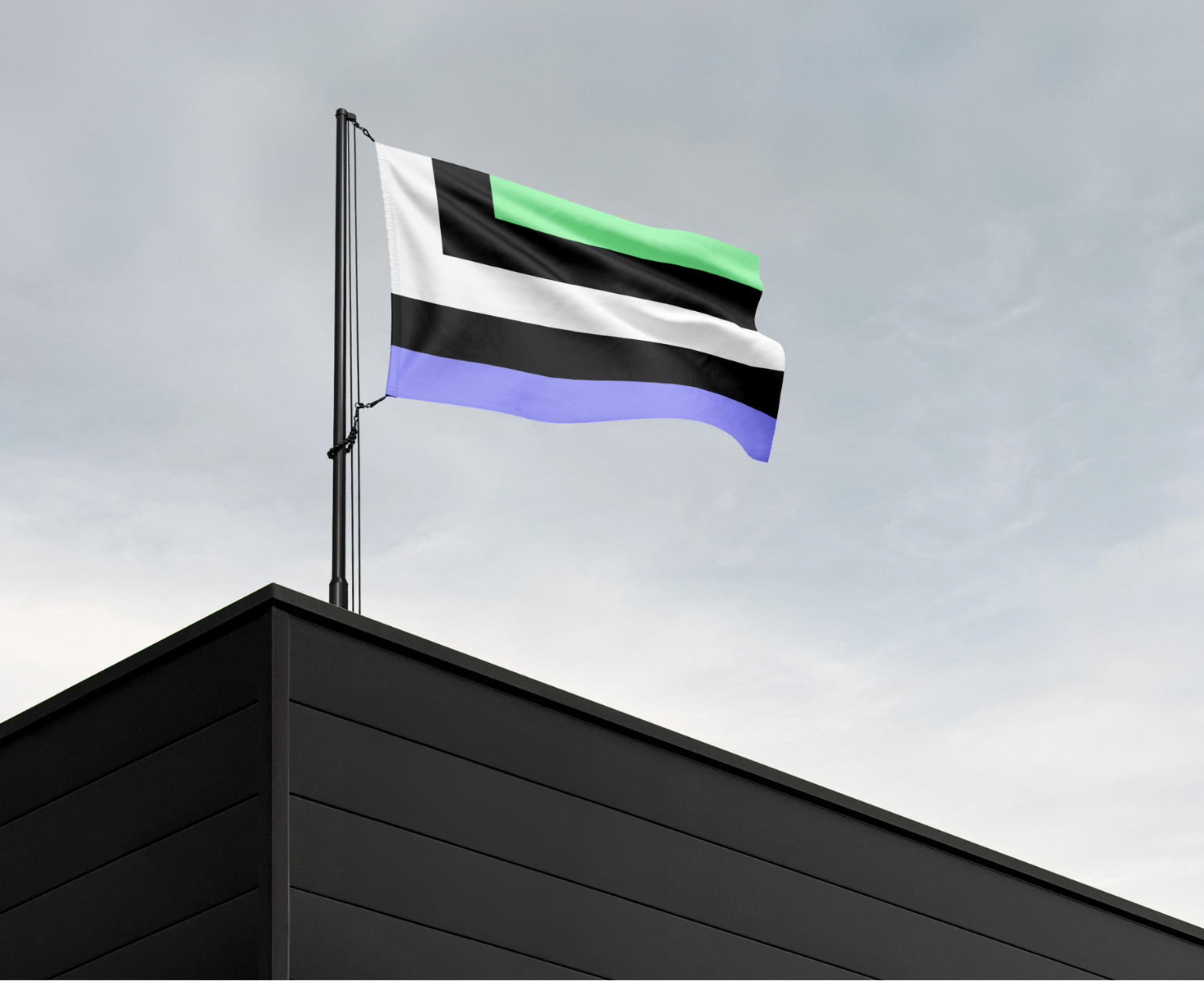 Sfeerbeeld vlag Lebon IT op een gebouw